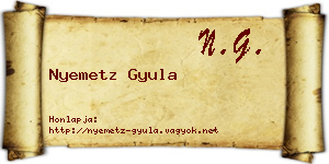 Nyemetz Gyula névjegykártya